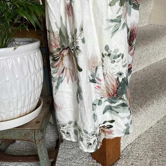 NWT Express Floral Linen Shoulder Tie Strap Dress - Picture 4 of 10